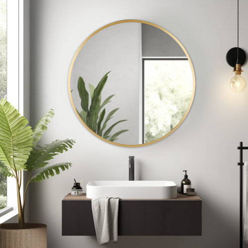 Ebern Designs Wall Mounted Round Mirror With Aluminum Alloy Frame
